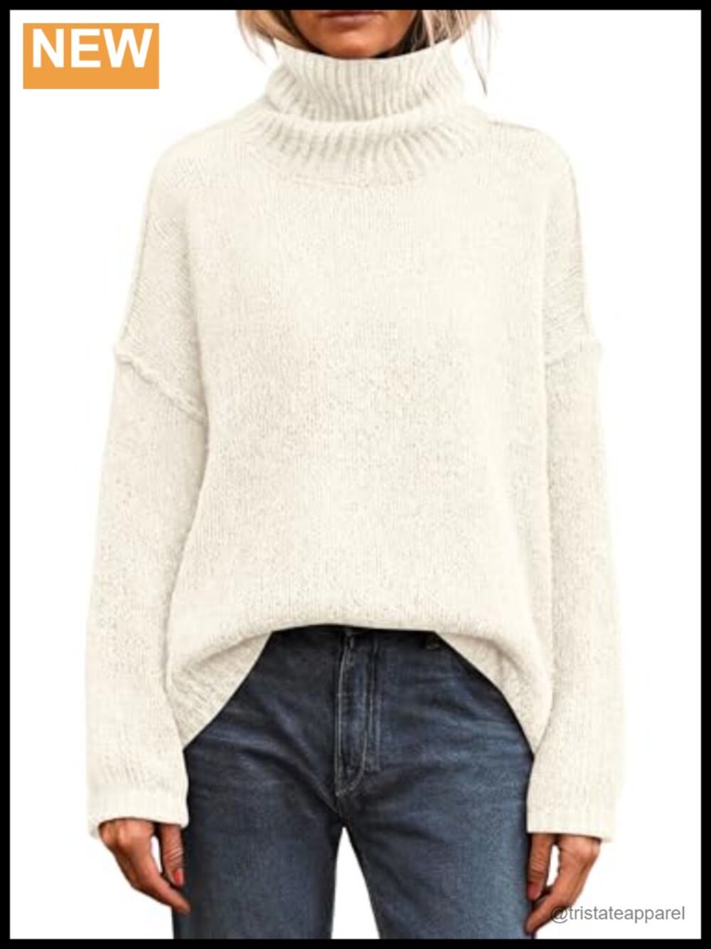 Women's Chunky Rib Knit Turtleneck Pullover Sweater Loose Oversized Long Sleeve